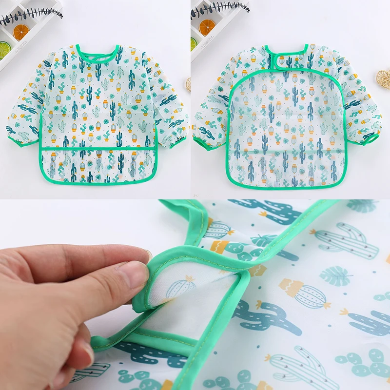 Baby Bibs New Cute Children Baby Stuff Toddler Items Waterproof Long Sleeve Art Smock Feeding Bib Apron for Kids Accessories