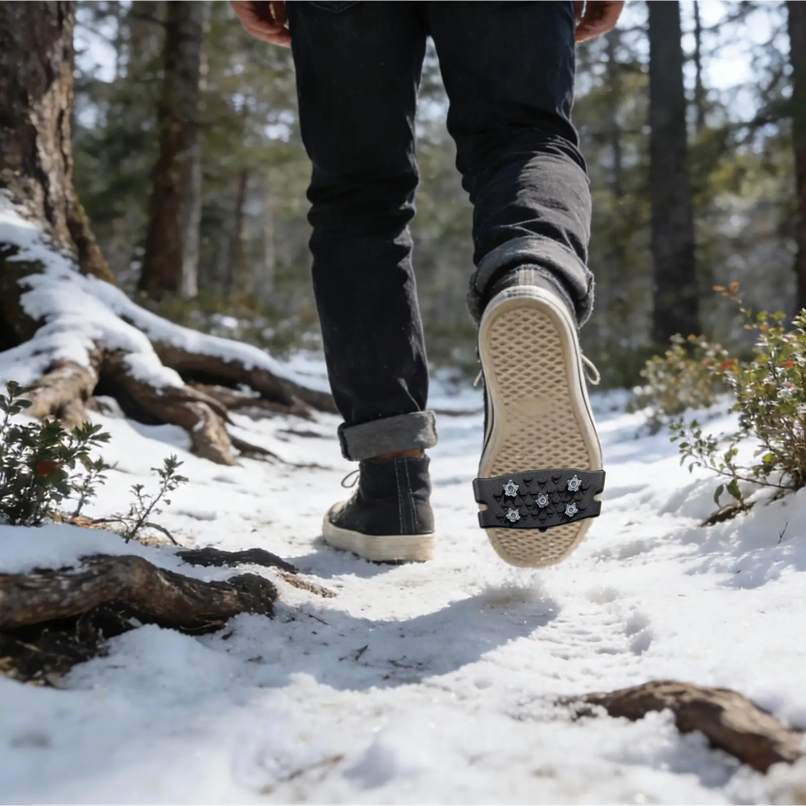 Ice Cleats For Shoes And Boots Anti-Slip Traction Cleats Crampons Hiking Spikes For Winter Hiking Climbing Fishing Trekking view 2