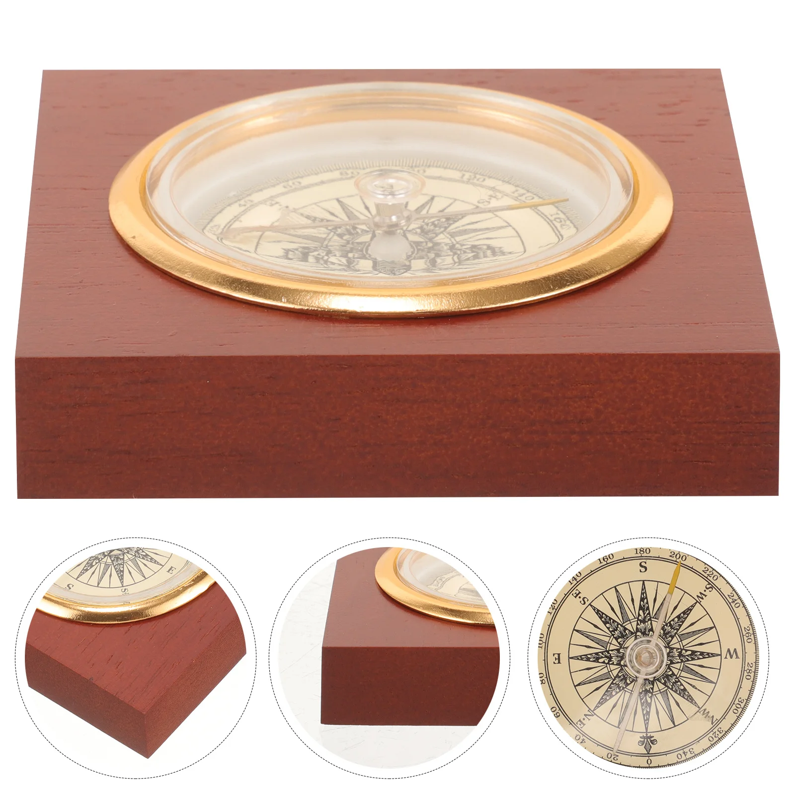 بوصلة خشبية على الطراز القديم أداة ملاحة تقليدية محمولة للتخييم في الهواء الطلق معدات بقاء ديكور بوصلة صينية عتيقة #2