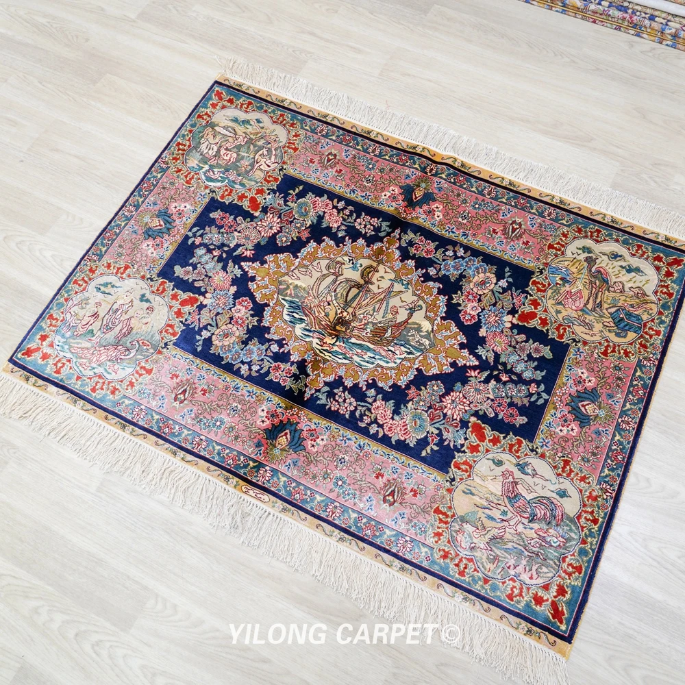 YILONG 3 'X 4' ผ้าไหม Tapestry Handmade ผ้าไหมมือพรม (TJ476A)