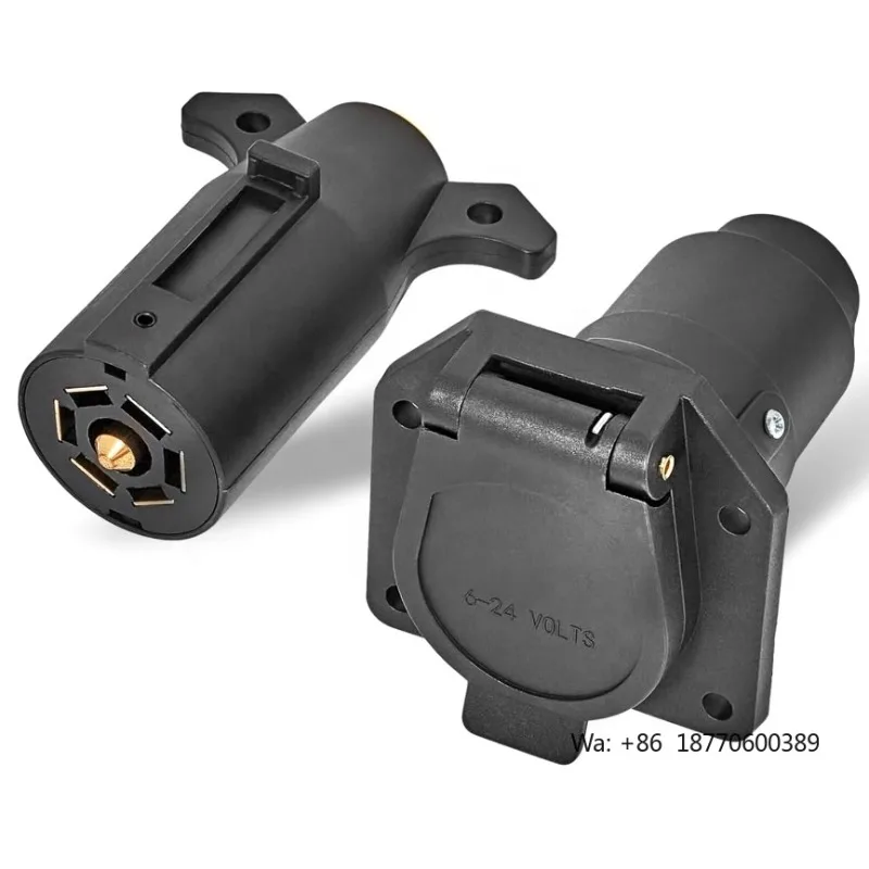 7 Pin Male & Female Trailer Connector Vehicle Side & Trailer End 7 Way Blade Trailer Plug  7 Pole Flat Wiring Harness Connector