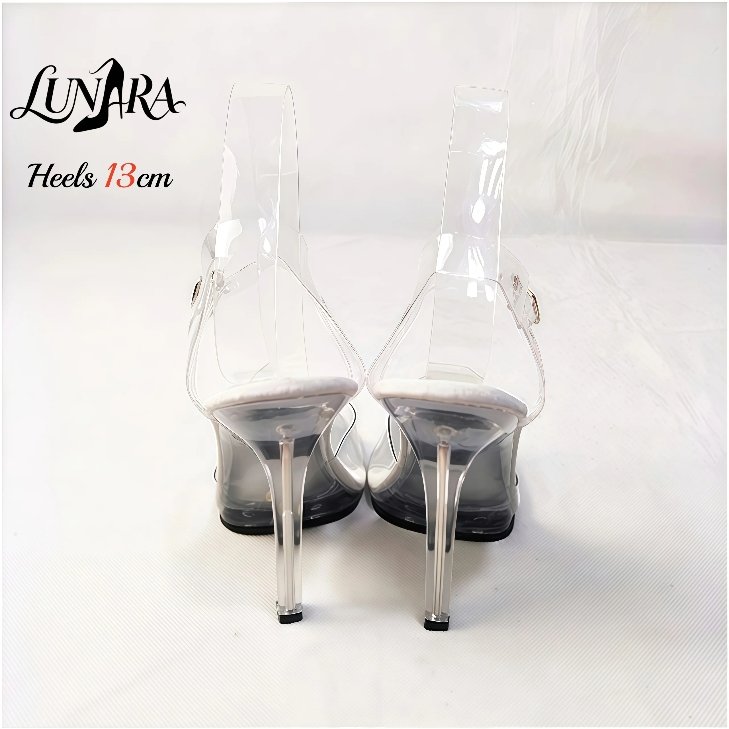 13cm Clear PVC High Heel Sandals Silver PU Toe Cap Open Toe Ankle Strap Buckle Non-slip Sexy Stage Performance Nightclub Shoes view 4