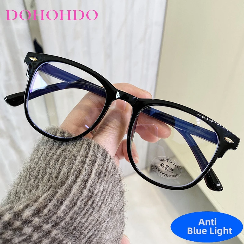 

Retro Classic Brand Designer Small Square Rivets Decoration Blue Light Blocking Glasses Women Men Optical Eyeglasses Lentes Очки