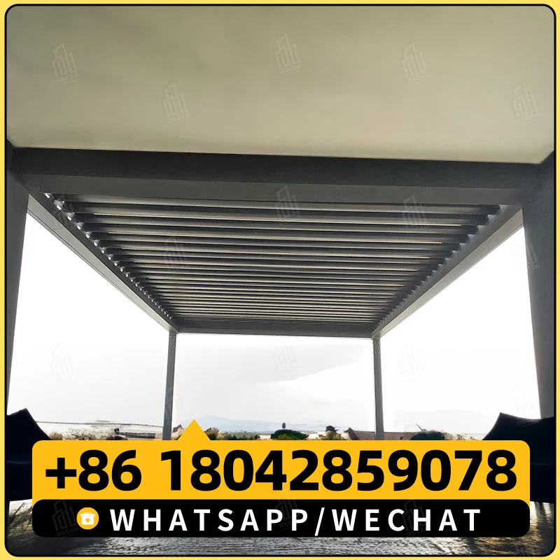 Modern Aluminum Waterproof Hand Manual Louvr Roof Pergola Patio Pavilion