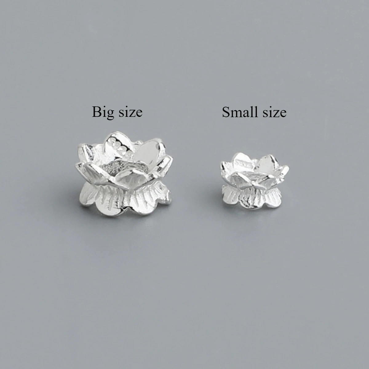 4 pcs 925 Sterling Silver Double-sided Lotus Flower Bead Caps Spacer Beads End Beads