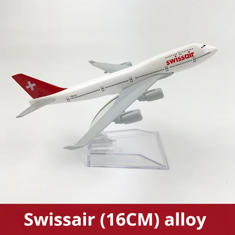 

Alloy aircraft model 16CMSwiss Airlines Boeing747 Diecast Aviation Plane Collectible Miniature Toys for Boys Dropshipping