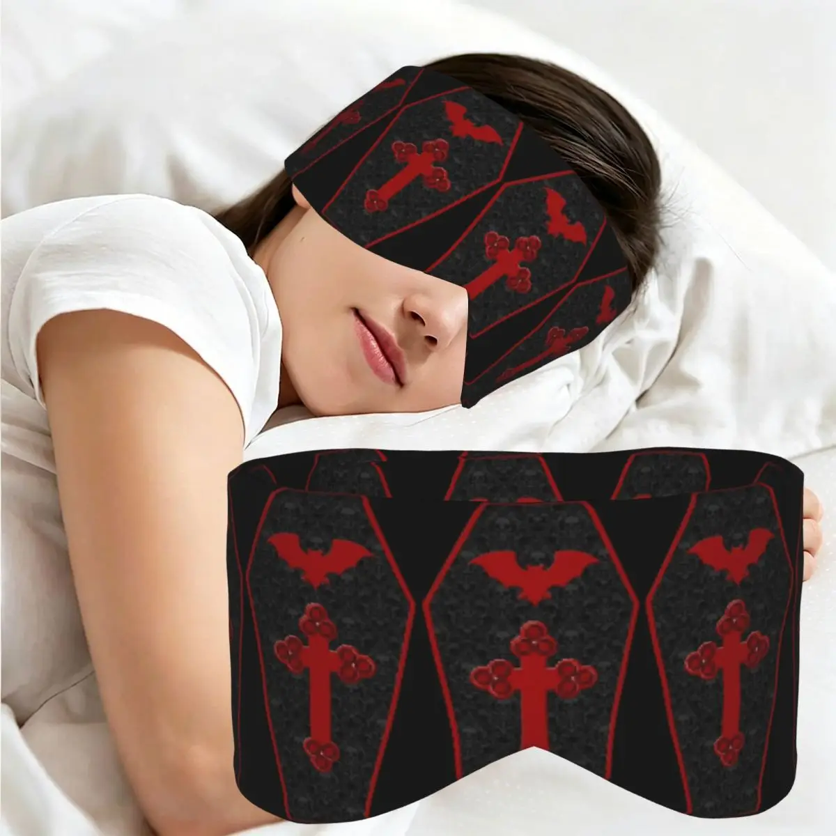 Antifaz para dormir con diseño gótico de vampiro para Halloween, para casa de muertos, portátil, para niñas y niños