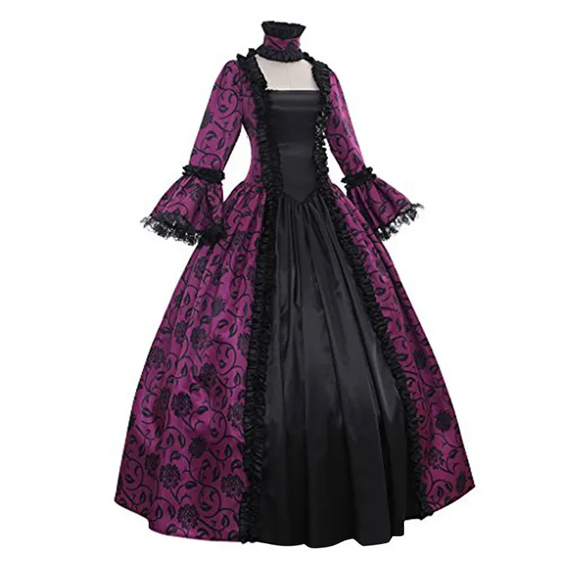 European Medieval Renaissance for Women Elegan Court Cosplay Costume Carnival Vintage Long Sleeve Princess Ball Gown Dress ff,mc
