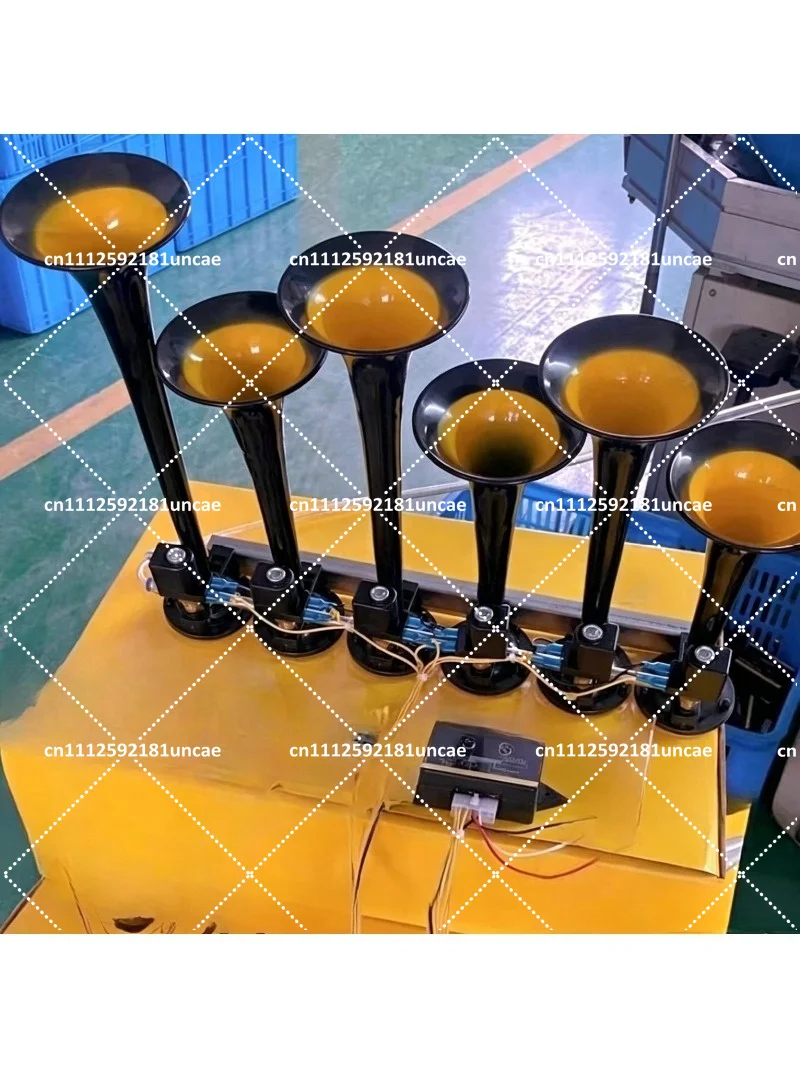 6 Trumpet Musical Air Horn 36 Sounds 12V 24V Loud Train Air Horn For Truck Lorry Bus Heavy Duty Vehicle Musical Horn Kit