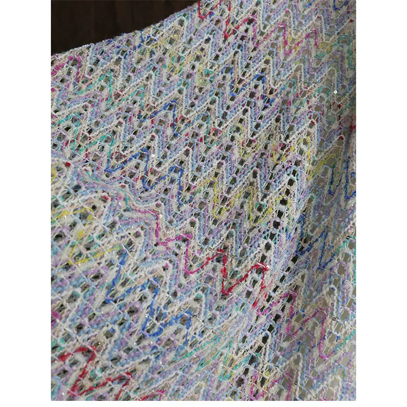 Hollow Out Knit Mesh Fabric Micro Elasticity for Shawl Hanging Cloth Designer Fabrics By The Meter Diy Sewing Material