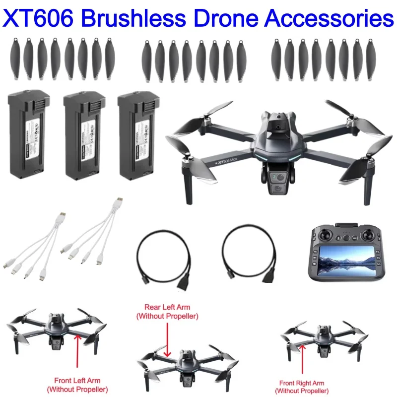

XT606 Drone Accessories Battery 3.7 2000mAh Propeller USB Line 4-in-1 Line Motor Arm Remote Control Spare Parts For XT606 Drone