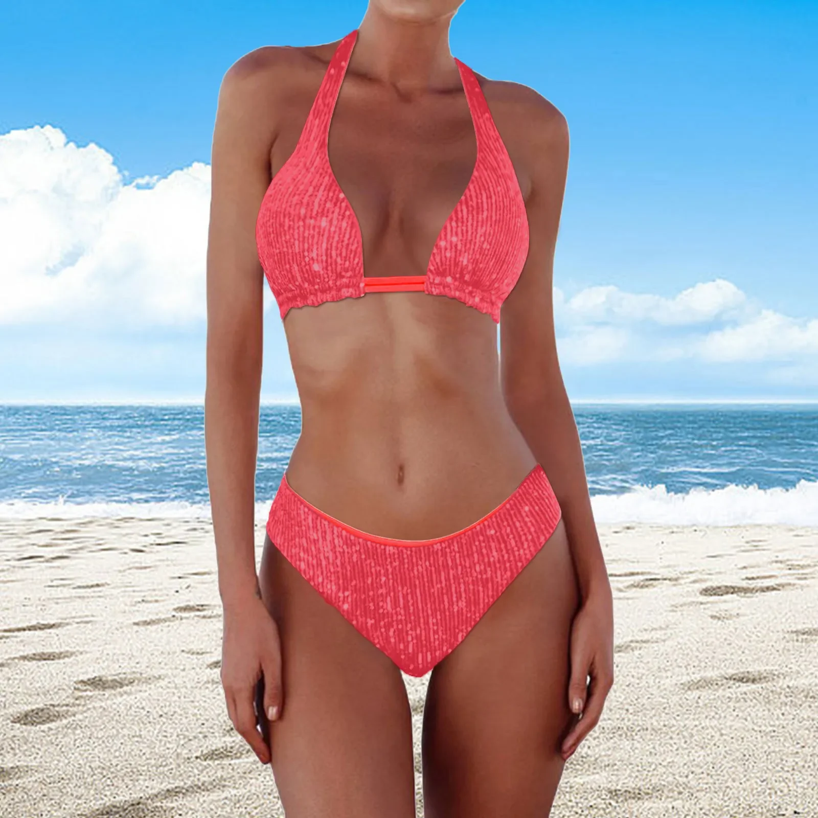 فلاش المرقعة لباس سباحة بحر السباحون المرأة الجديدة الترتر بيكيني مثلث اللون بيكيني مثير طباعة مربوط ملابس السباحة