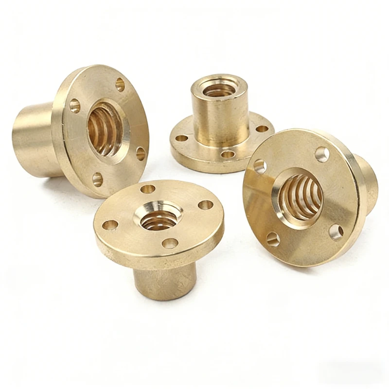 1pcs T10-T40 Copper Flange Nut Trapezoidal Thread T10 T12 T14 T16 T20 T25- T40 Vibration Resistant For Machinery Electrical Pipe