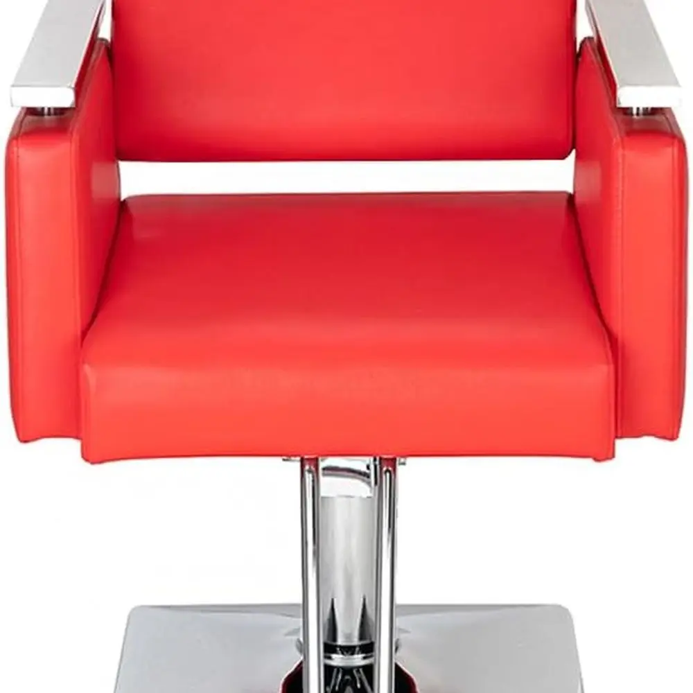 

Sturdy Square Base Hair Salon Chair, Red, Comfortable Backrest, Suitable for Barber, Beauty, Spa, and Massage Use