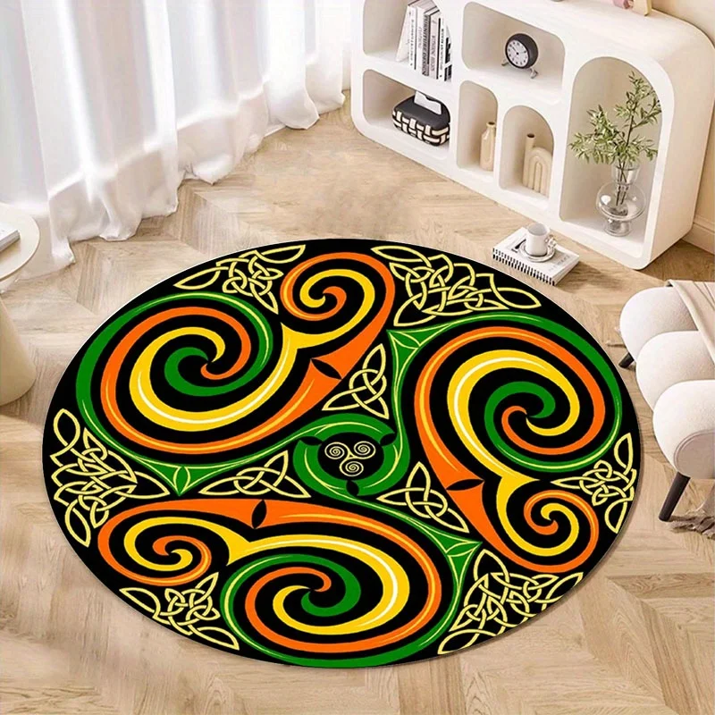 Celtic Spiral Pattern Round Rug Flannel Mat Door Mat Unique Artistic Design Home Decor