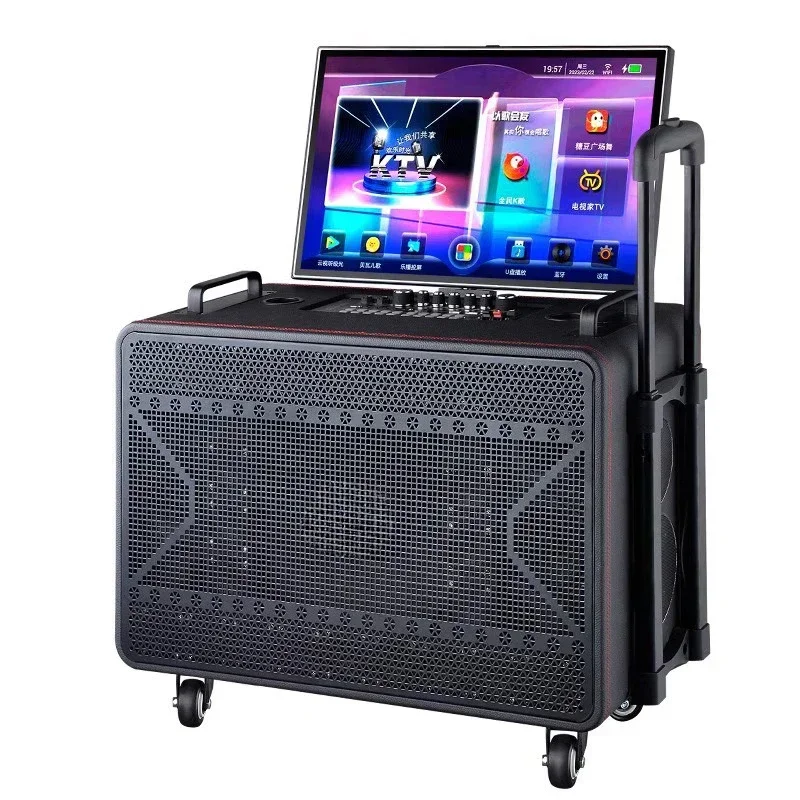 Audio with touch screen, home karaoke all-in-one outdoor portable flip-top Bluetooth speaker