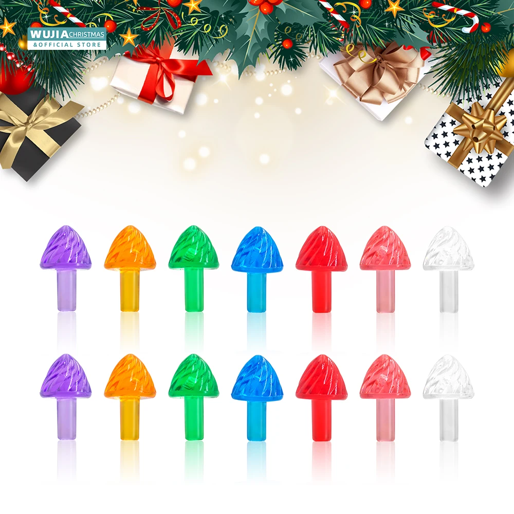 50pcs Ceramic Christmas Tree Replacement Lights Mushroom Pegs New Bulbs Ornaments for Natale Party Diy Country Art Decor Navidad