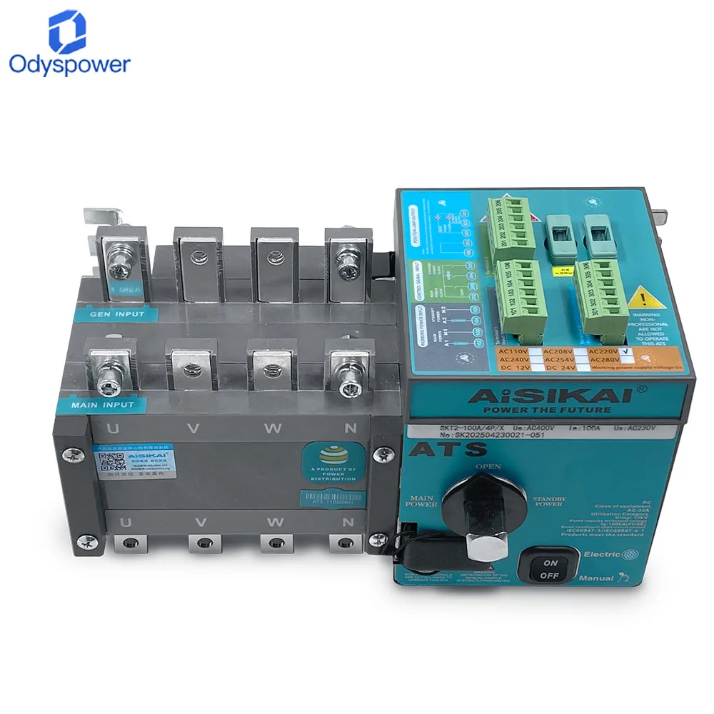 Aisikai 63A 100A 4P ATS Controller Dual Power Automatic Transfer Switch 220v Control Voltage Electric Diesel Generator Parts