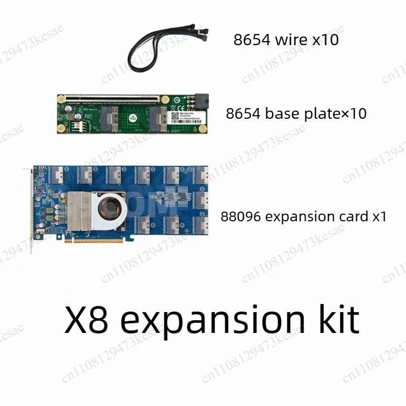 PCIe 4.0 PLX88096 Switch Expansion Card 10x SFF-8654 8i Ports to 5x PCIe 4.0 x16 / 10x x8 Riser for U.2 NVMe SSDs