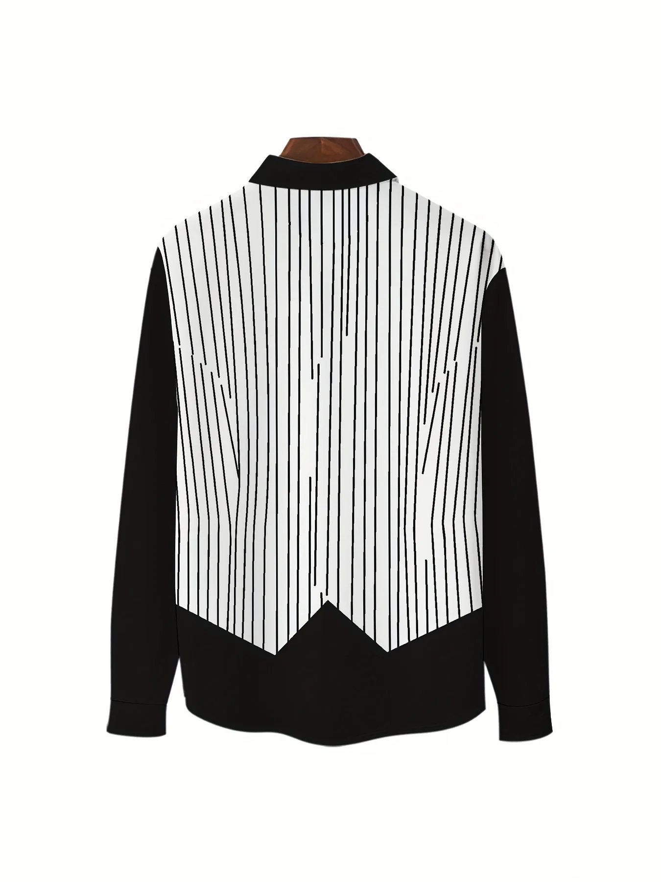 Featuring a men's vacation-casual print style, this striped long-sleeve casual shirt features a button-front placket.