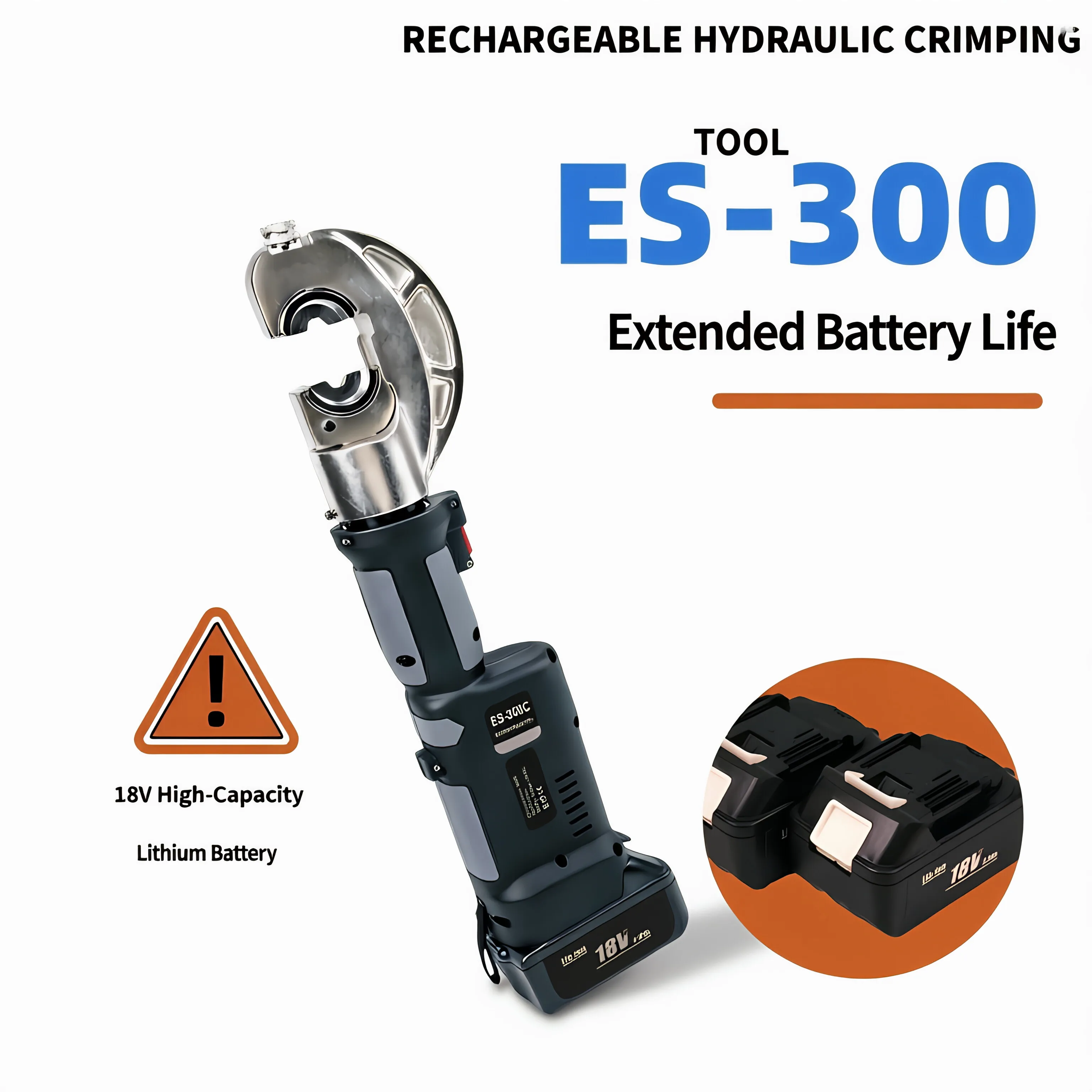 Portable Rechargeable Hydraulic Crimping Tool 6T Pressure 18V Battery OEM Customizable Copper/Aluminum Cable 18mm Stroke