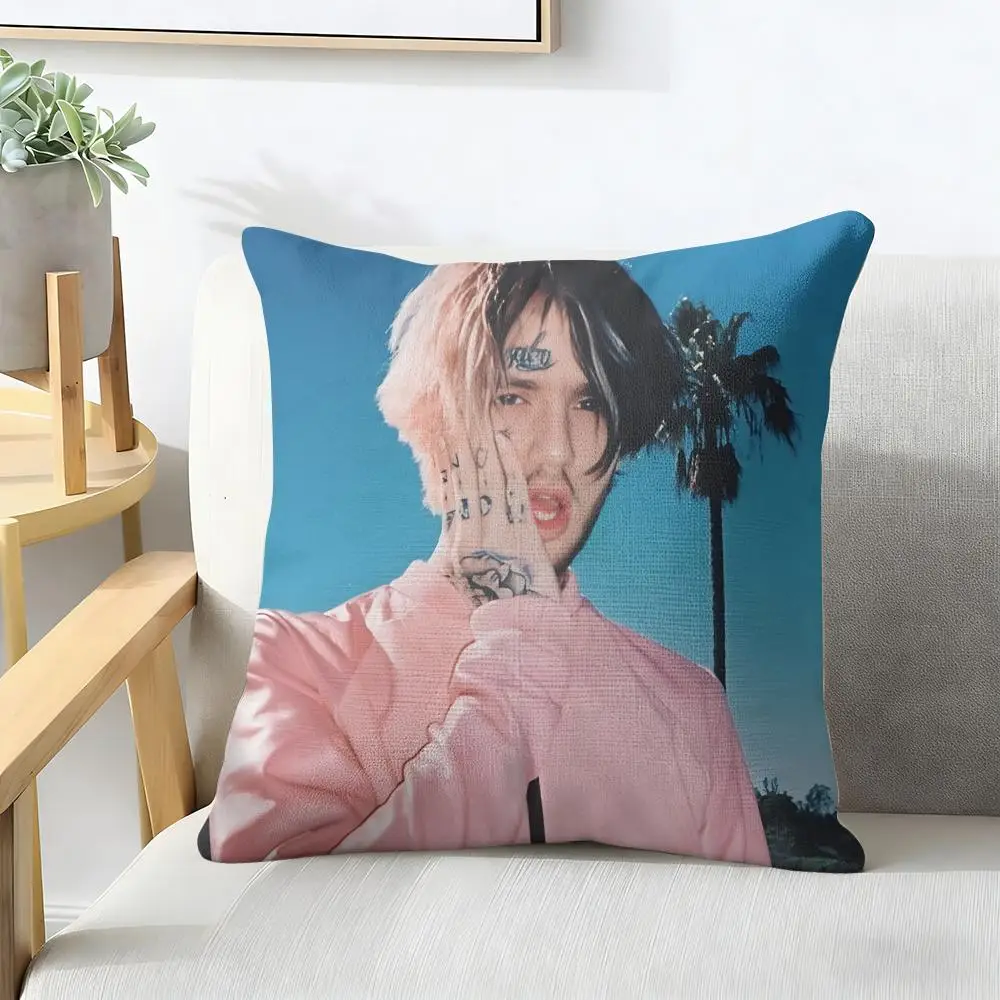 L-Lil Peep H-Hell Boy Cushion Cover Natural Linen Organic Fabric Double-Sided Printing Breathable For Decor