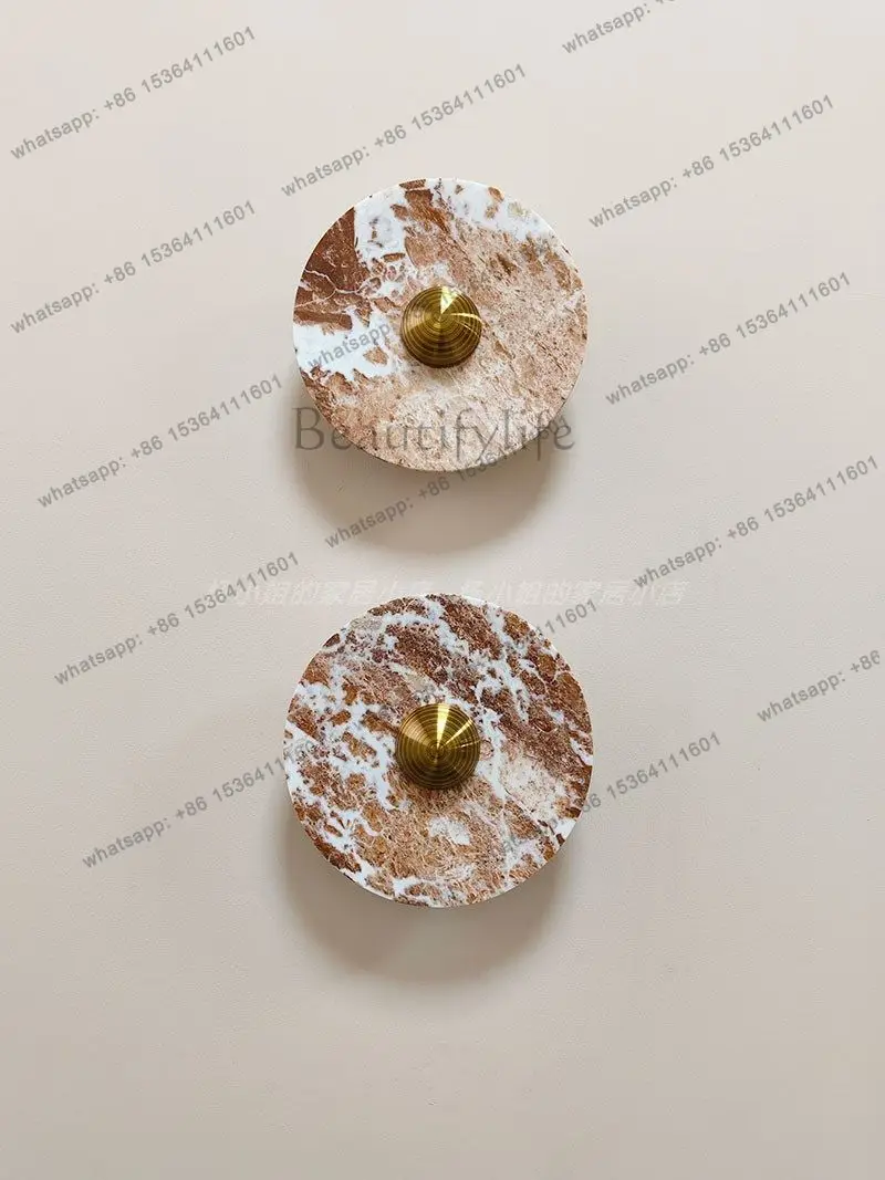 French wabi-sabi style natural marble wall decoration Medieval entrance aisle background wall decoration can glow