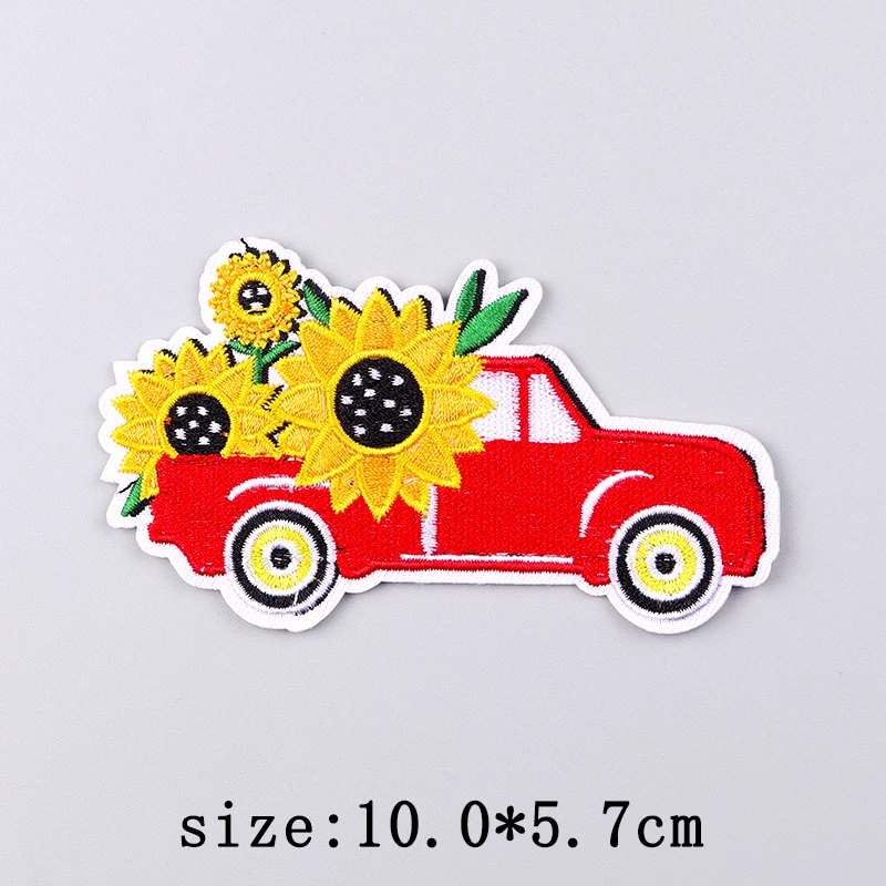 Sunflower Embroidery Patches For Clothing Thermoadhesive Patches For Clothes Cartoon Flower Sewing Fusible Patch Stickers Badges