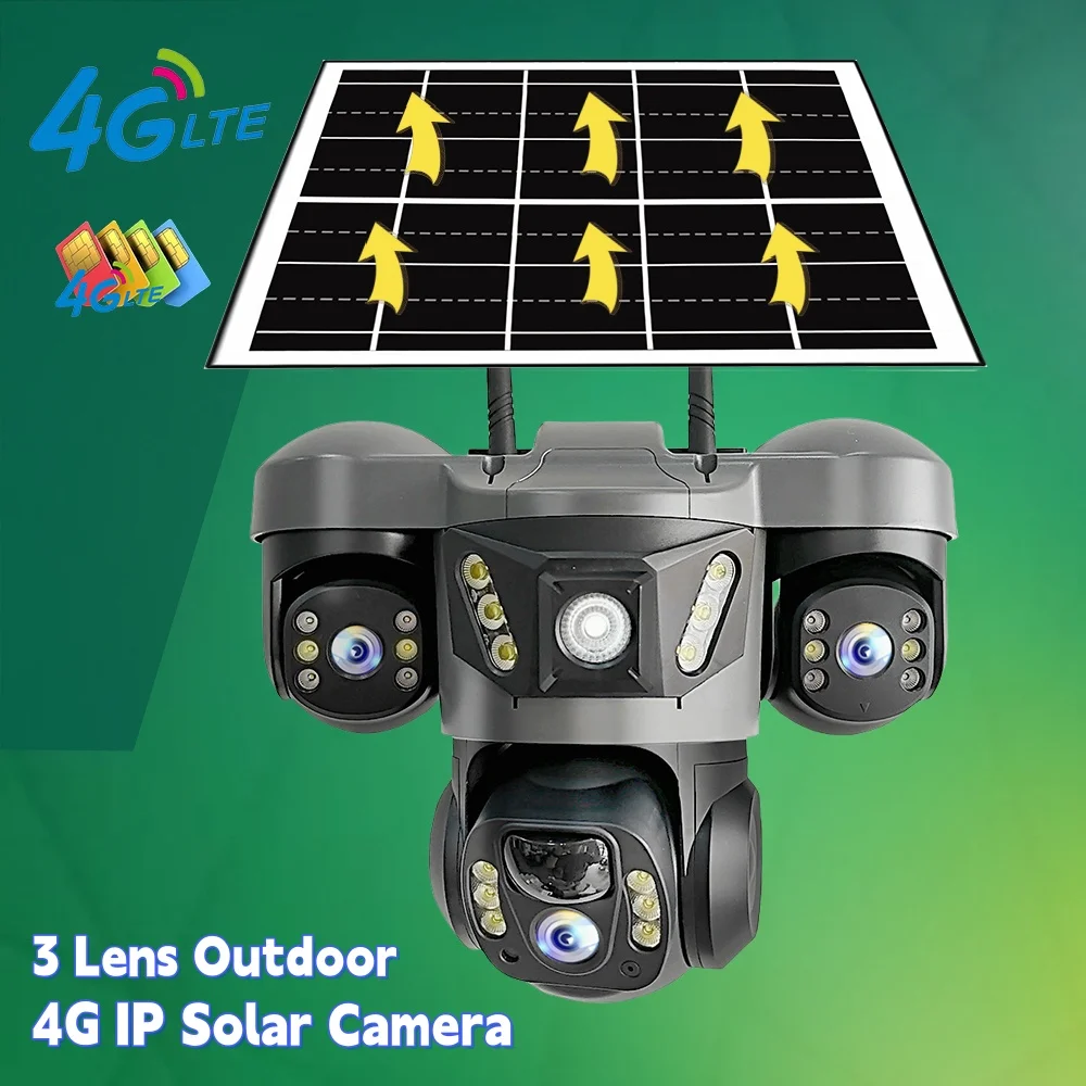 

V380Pro 4G IP Camera 15MP HD Triple Lens Triple Screen Human Detection Video Monitor Outdoor Waterproof Security PTZ Camera CCTV