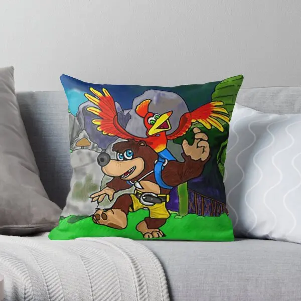 Banjo Kazooie Raring To Go  Printing Throw Pillow Cover Case Bedroom Soft Cushion Car Fashion Pillows not include One Side