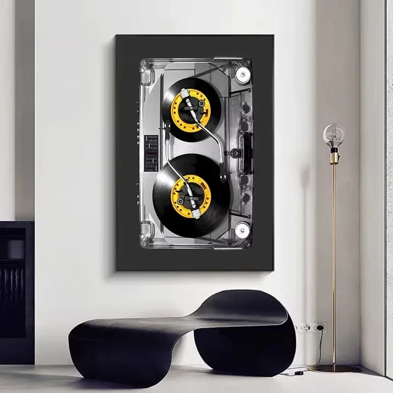 Cassette DJ Turntable Canvas Posters Unique Fashion Print Wall Art Paintings Graffiti Vinyl Turntable Poster for Home Room De