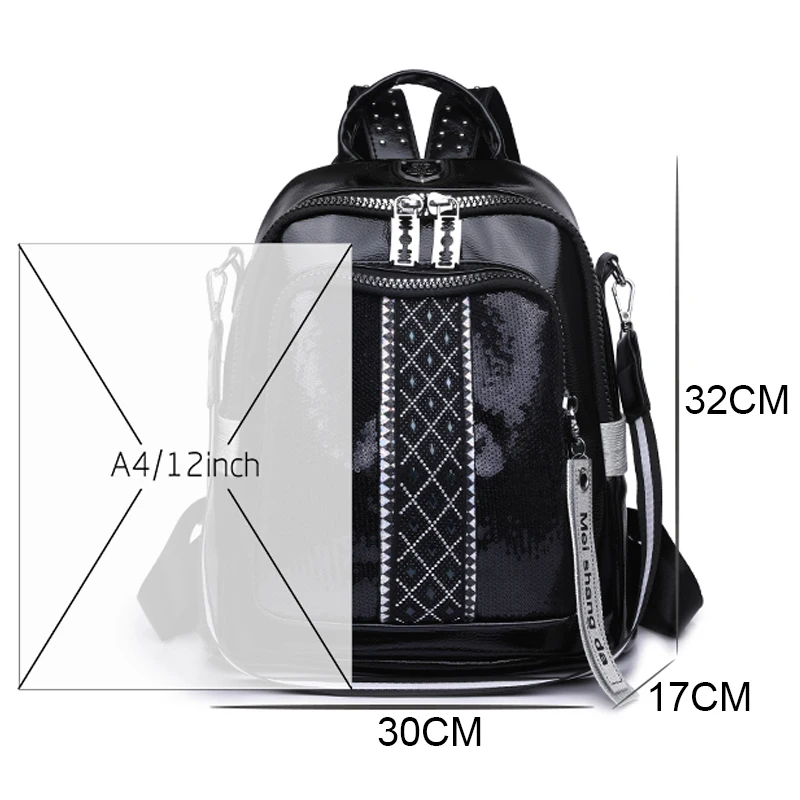 Imagem -02 - Designer de Mochila de Couro pu para Mulheres Mochila de Viagem Bolsa de Ombro Casual Bolsas Escolares de Alta Qualidade para Adolescentes Meninas Sac