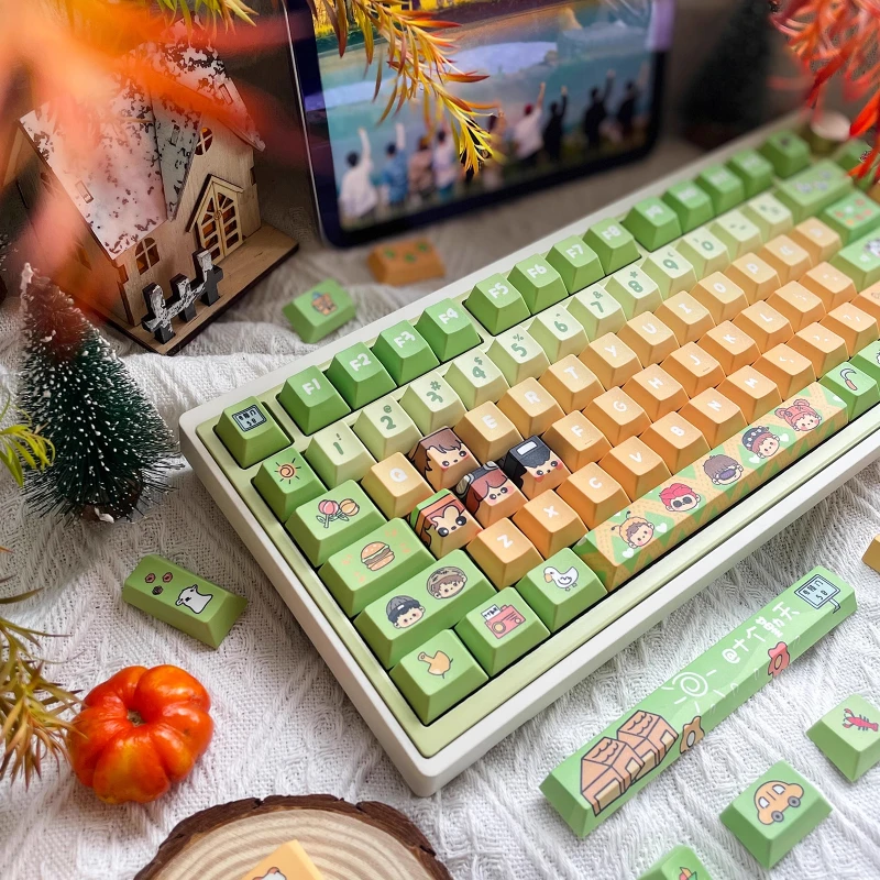FkkeysTen Diligent Keycaps Customized Sublimation PBT Cherry Profile Key Cap Cute Cartoon Anime Original Design Artisan Key Caps