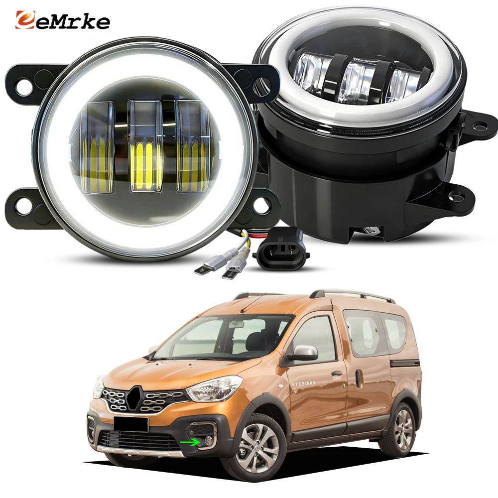 2PCs LED Fog Lights Upgrade Car Angel Eye DRL Day Light Lamp For Renault Kangoo Latam Express Stepway 2018-2020 Flex Brazil 2024