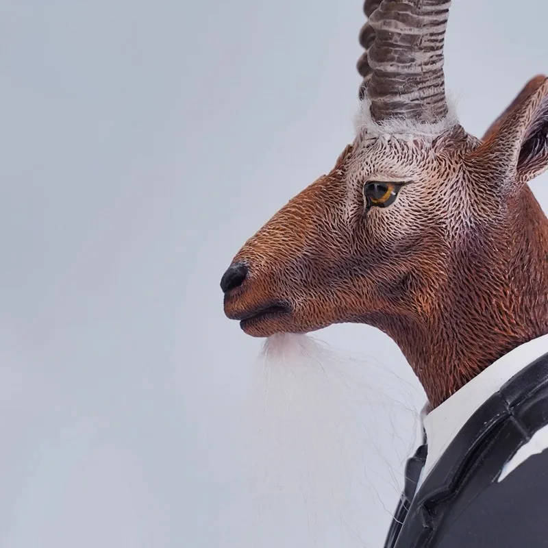 1/6 Głowa owcy sibirskiej, rzeźba symulacyjna, ruchoma głowa zwierzęcia, model rzeźby pasujący do figurek żołnierzy o wysokości 12 cali, akcesorium do ciała figurki.