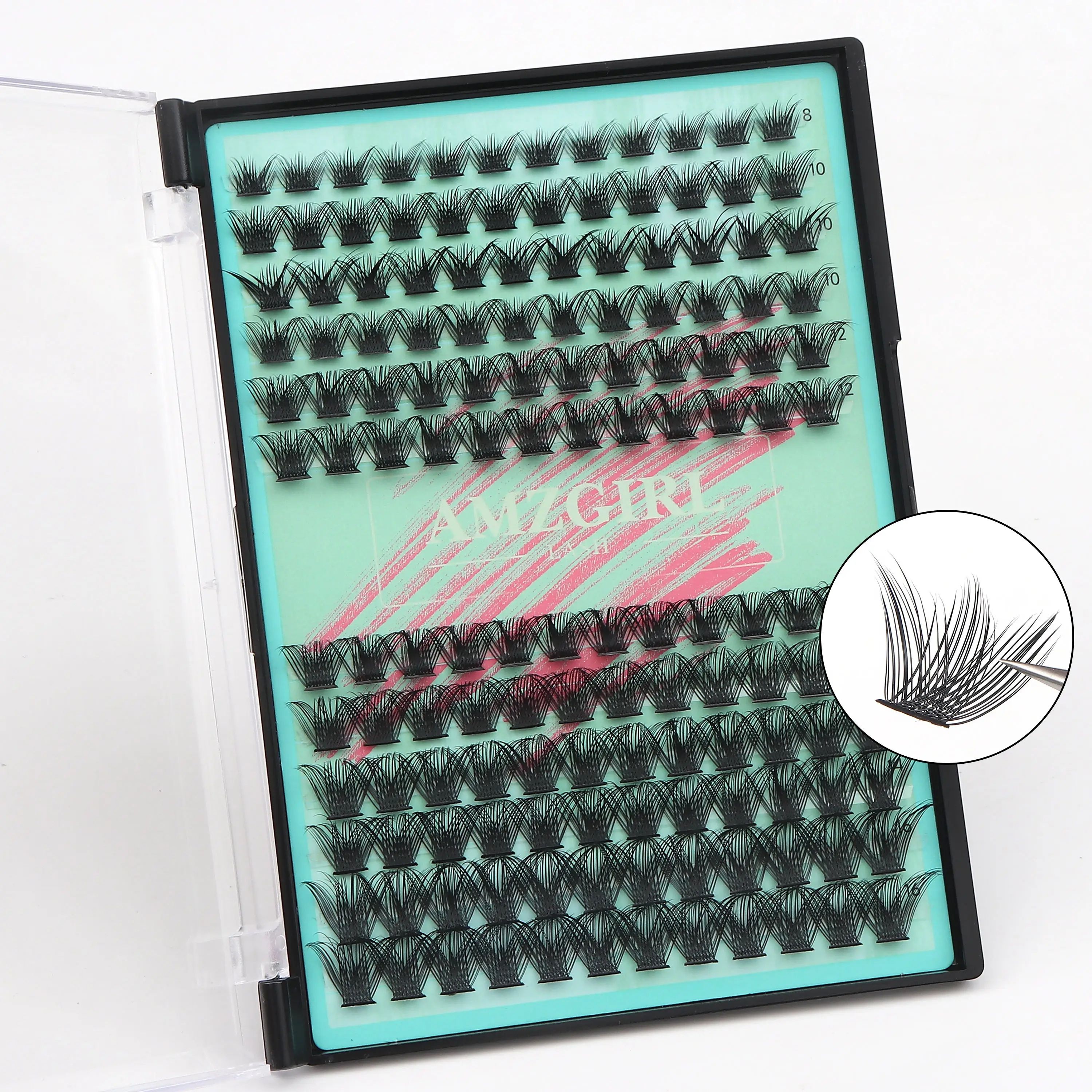 AILAlSHl 12 Lines DlY Eyelash Extension Segmented Cluster Easy Makeup Big Eye Secret Super Natural Lash Glitter Premade Lashes