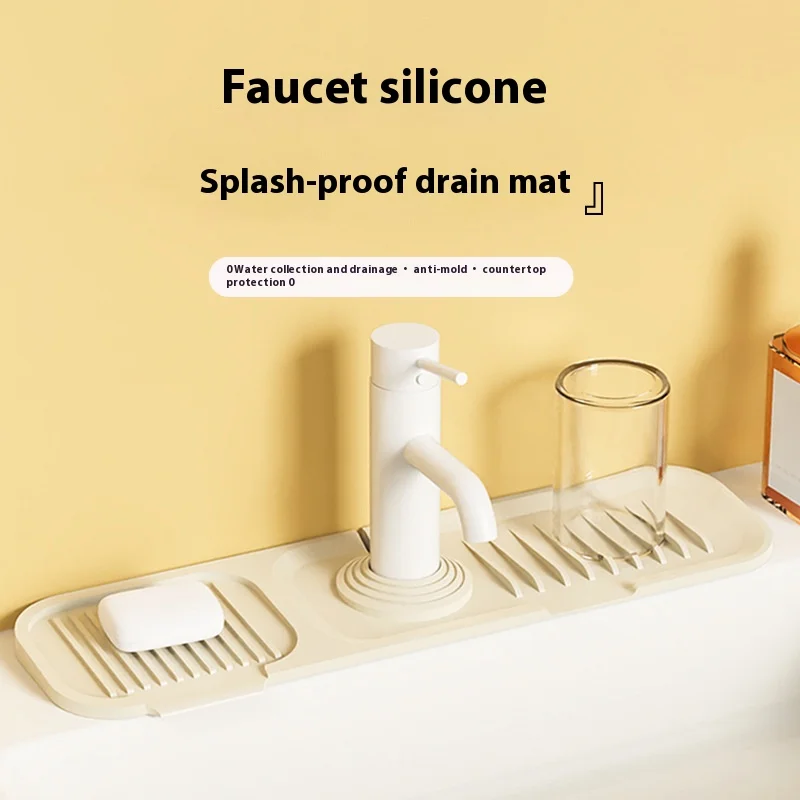 Silicone Faucet Splash Guard Pad Slope Drip Catcher Tray Behind Sink Toilet Soap Storage Kitchen Bathroom Organizer
