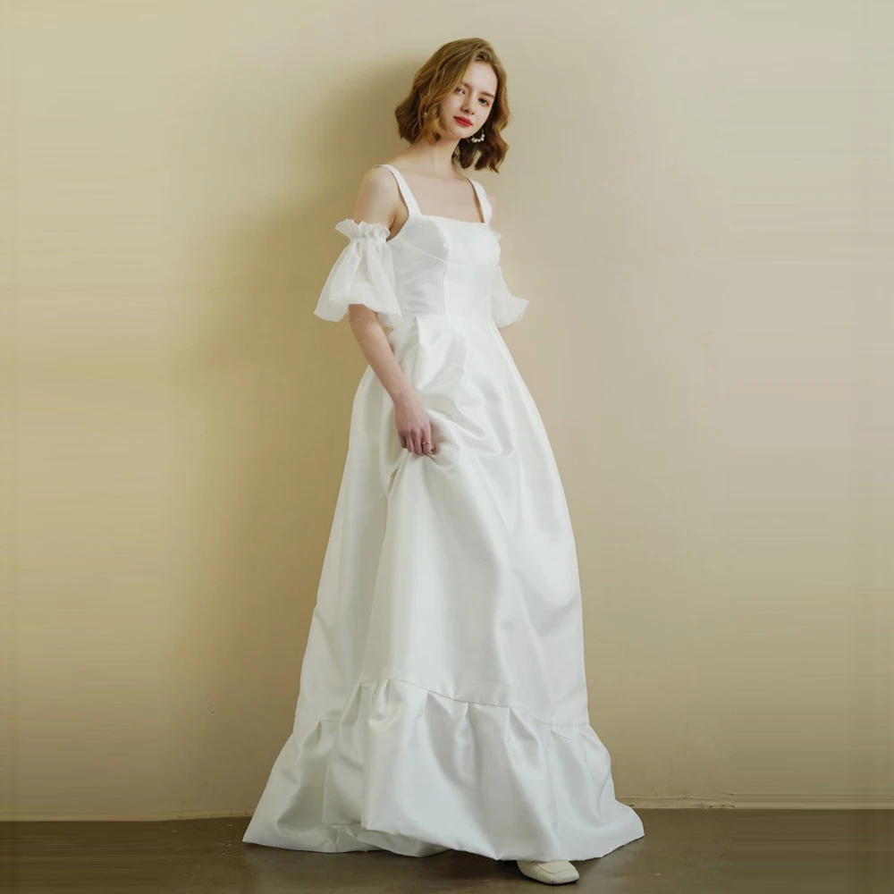 A-line Wedding Dress Short-Sleeve Plus Size off the shouder For Women Princess Robe de Mariee wedding gown lace up