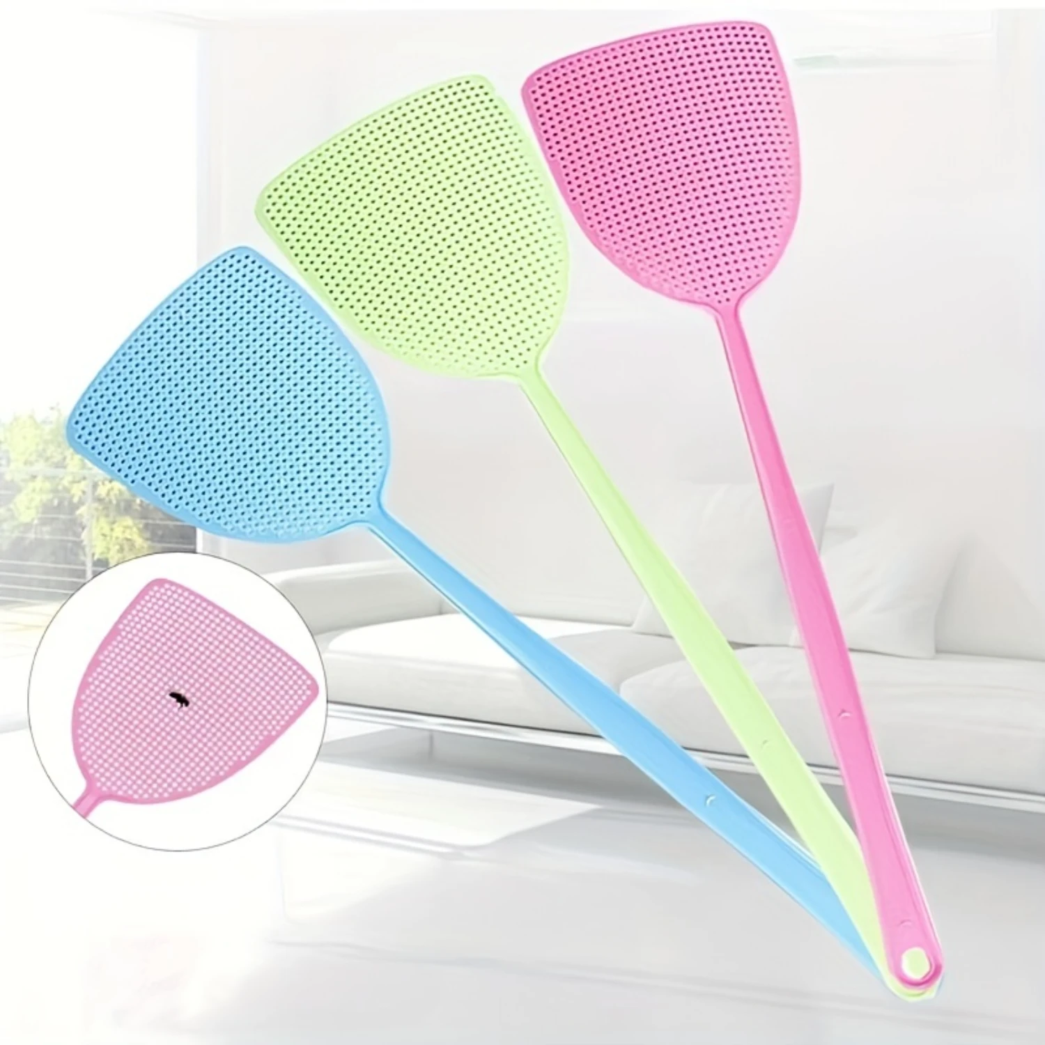 5pcs Extended Reach Fly Swatter - Large Mesh Head, No Rotten Design, Summer Household Insect Killer, Easy to Clean, Durable and