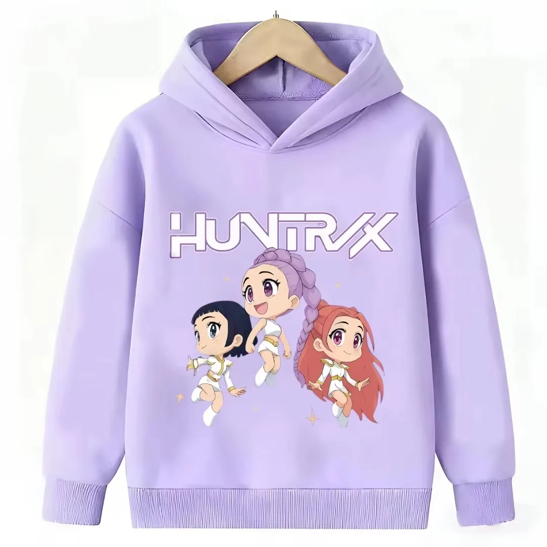 Neues Cartoon-Kapuzensweatshirt, geeignet für Damen und Herren, warmes, lila Oberteil für Kinder, modisches, lässiges Kinderkleidungsstück. – Detail 7