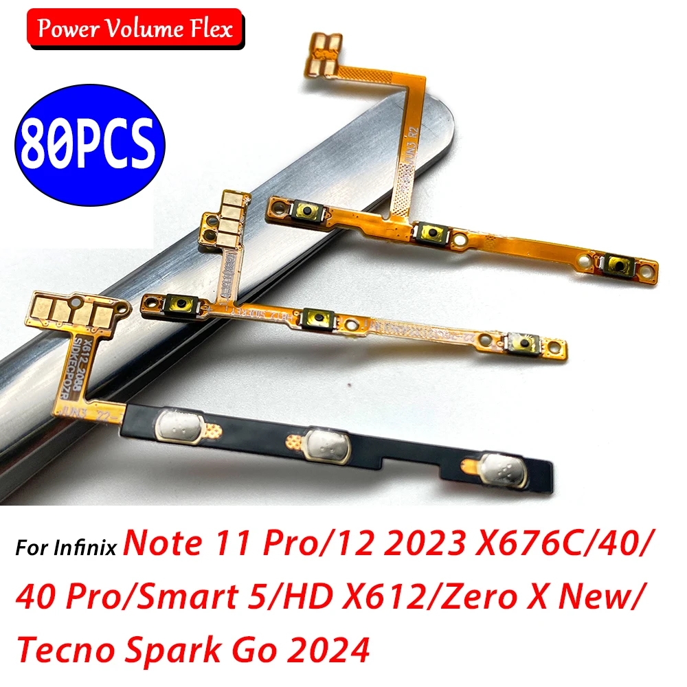 

80 шт., для infinix Note 11 Pro 12 2023 X676C 40 Samrt 5 3 Plus 8 8C 30C Spark GO 2024, кнопка включения/выключения громкости, гибкий кабель