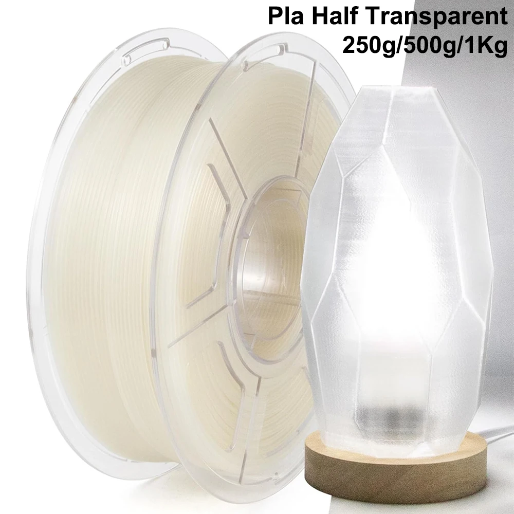 Filament d'imprimante 3D semi-transparent Pla 250g 500g 1Kg 1.75mm, matériau semi-transparent Pla, matériaux d'imprimante 3D, consommables