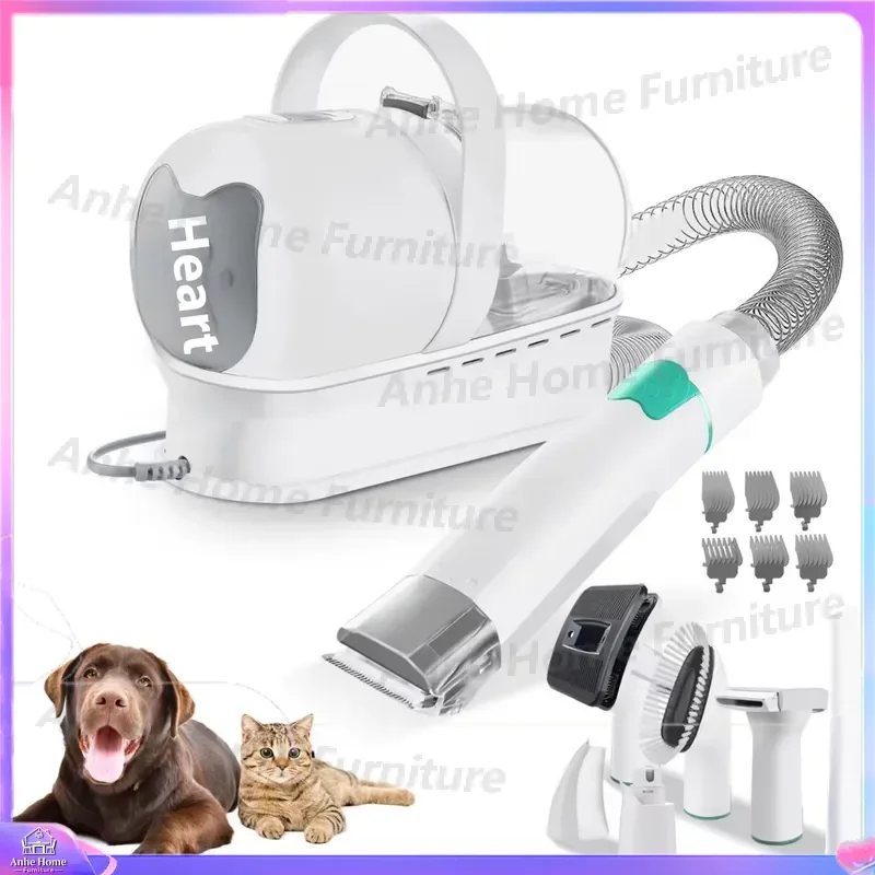 7 in 1 Pet Hair Trimmer Vacuum Cleaner Multifunctional USB Dog Cat Grooming Kit Portable Cordless Clipper for Home Hotel RV