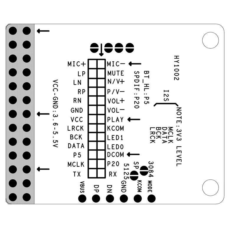 A13E-QCC5125 Bluetooth 5.1 DC 3.6-5.5V Stereo Audio Module Lossless LDAC Analog Output Support APTX/APTXLL/APTXHD