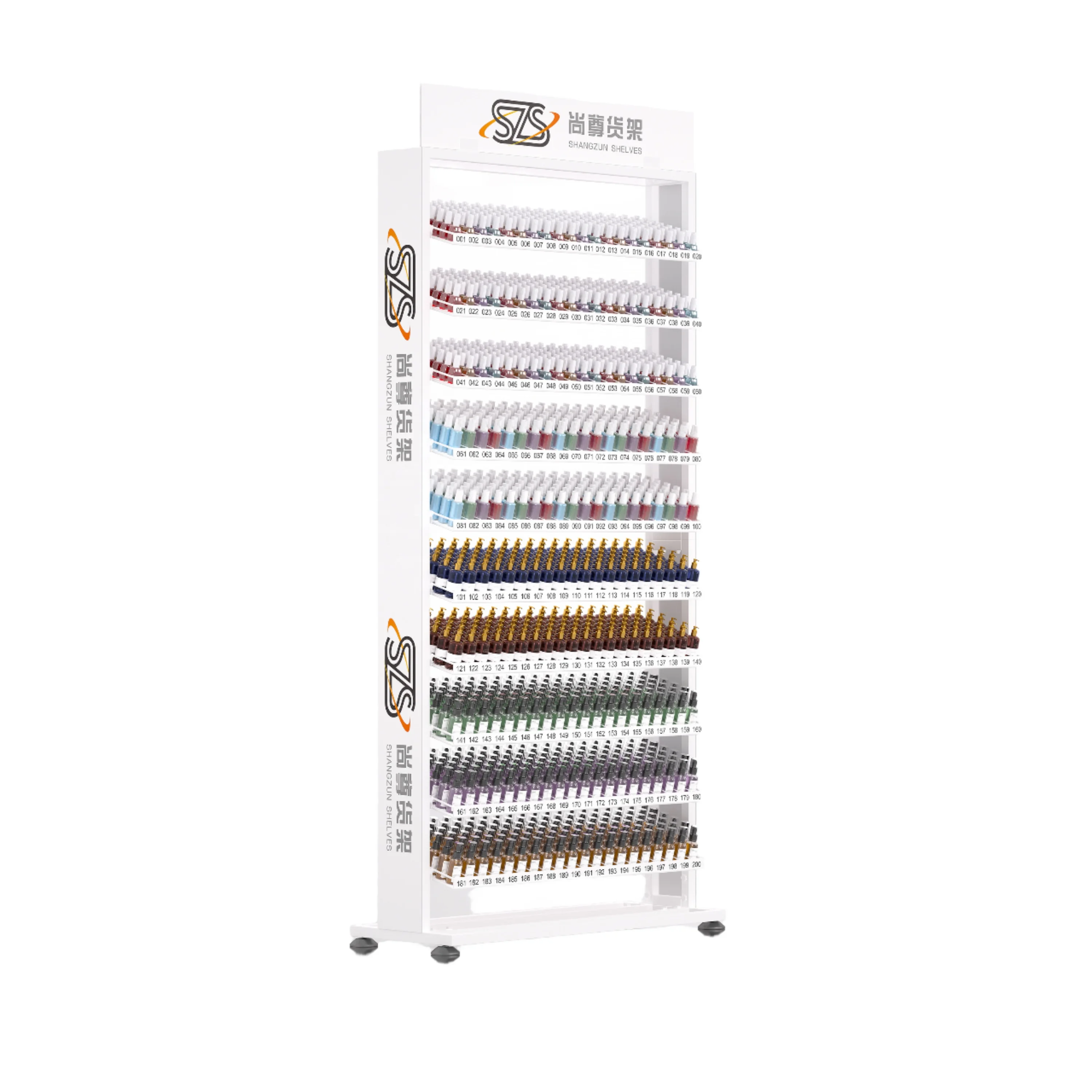 Metal Nail Polish Display Rack-Multi-Layer Freestanding Floor Type Shelf for Cosmetics & Makeup for Modern Design