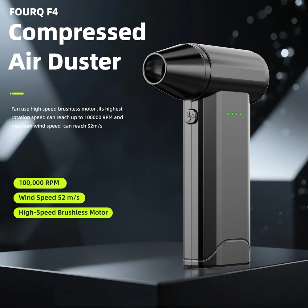 منفضة هواء كهربائية FOURQ-100000 دورة في الدقيقة منفضة هواء لاسلكية فائقة الطاقة للكمبيوتر ولوحة المفاتيح والخارجية والمنزل والسيارة