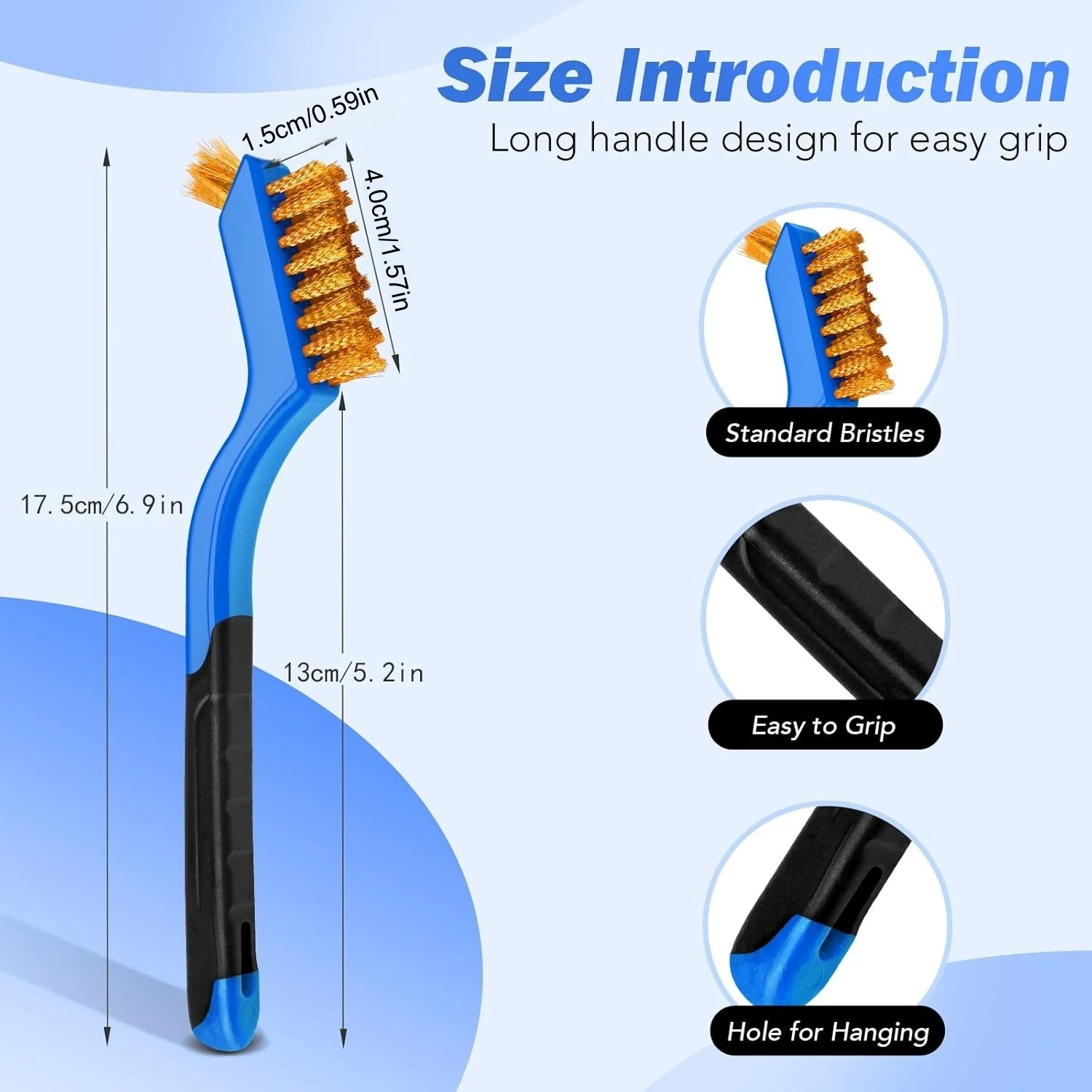 6PCS Set of Wire Brushes Stainless Steel Brass Nylon Wire Brushes with Curved Handle Grip for Rust Removal Dirt Paint Scrubbing