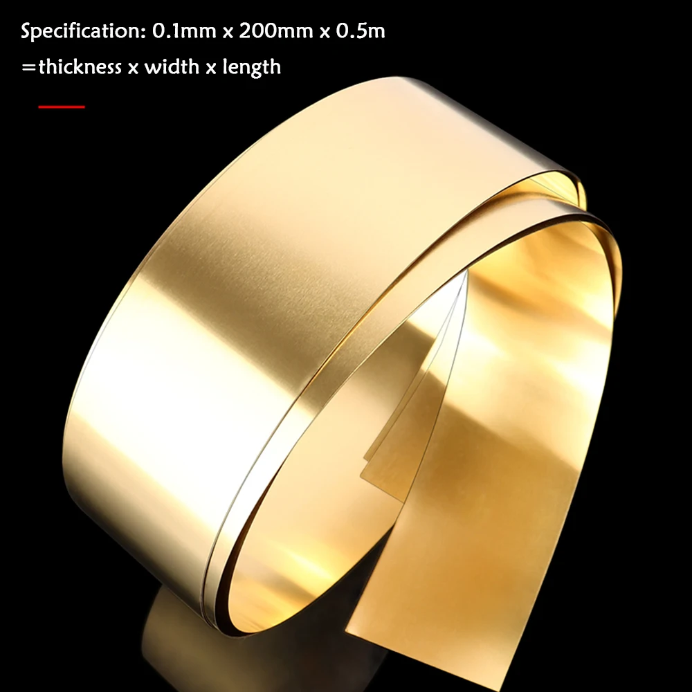 Brass Sheet Brass Flat Thick 0.1-1mm Width 200 mm H62 Brass Metal Thin Sheet Foil Plate Roll 0.5 Meter