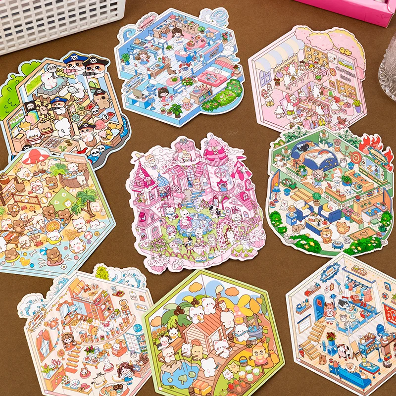 

Card Lover 60 шт. [Набор миниатюрных пейзажных наклеек серии] 3D наклейка для справочника сцены DIY ручные наклейки-головоломки комплект из ПЭТ-материала