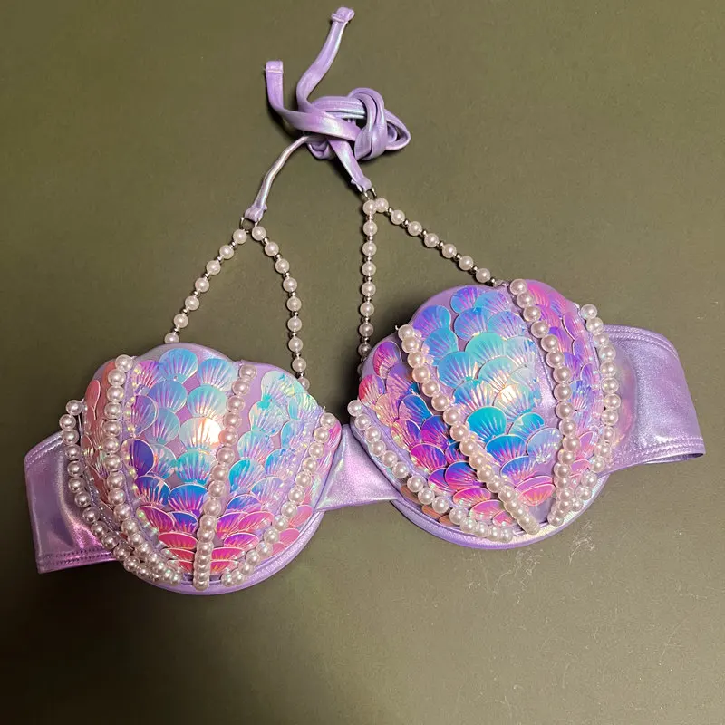 Discothèque Hottie doux Cool Bar Performance commerciale été nouveau Bikini Sexy maillot de bain fendu petite poitrine plateau en acier maillot de bain